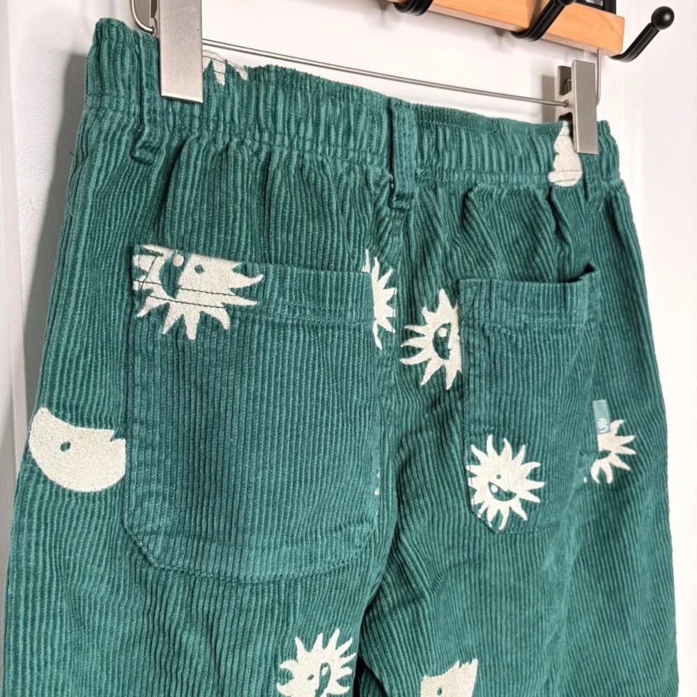 Urban Outfitters Mens Green Corduroy Sun Moon Embroidered Beach Pants Small